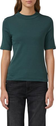 s.Oliver T-Shirt Sommershirt mit Stehkragen und in Ripp-Optik