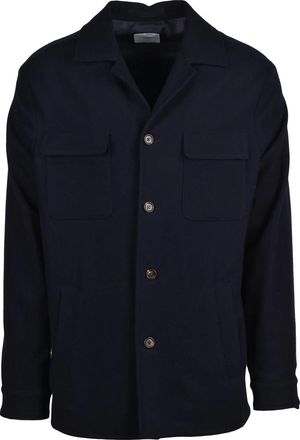 Eleventy Wool Blend Shirt Jacket With Minimalist Design And Flap Pockets
