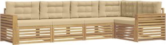 vidaXL Conjunto De Sof&aacute;s De Exterior 5 Uds. Y Beige Poli&eacute;ster Vidaxl