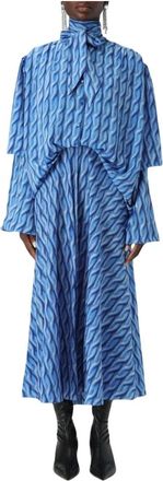 Balenciaga Kleedjes, Dames, Blauw, S, Stijlvolle Gnawed Blue Midi Jurk