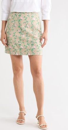Longchamp Floral Embroidered Miniskirt in Beige/Pink at Nordstrom Rack, Size 8 Us / 40 Fr