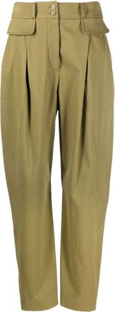 Alberta Ferretti pleat-detail trousers - women - Spandex/Elastane/Cotton/Acetate/Polyester - 38 - Green