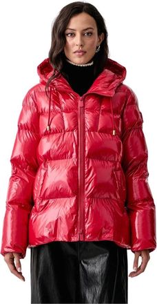 Pinko Eleodoro Jacket - Dames - Winterjassen - Rood - XS - Leer - Jassen