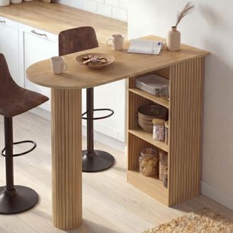 IDMarket Mesa De Bar Juliette Para 2 A 4 Personas Con Efecto De Listones De Madera