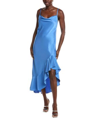 Maje Satin Cowl Neck Midi Dress