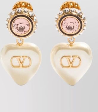 Valentino Garavani vlogo signature heart pearl drop earrings