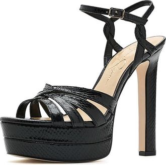 Jessica Simpson Itzari Double Platform Heeled Sandals Womens Sandals Black : 5.5 M, Faux Leather