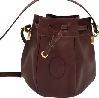 Cartier Must Line Burgundy Leather Shoulder Bag (Pre-Owned)