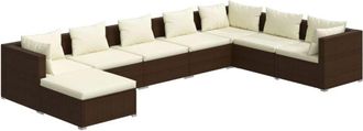 vidaXL 8 Pcs Garden Lounge Set Con Coj&iacute;n Mimbre Pe Brown