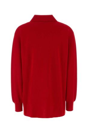 Loewe Womens Red Stretch Cashmere Blend Polo Shirt Maglieria