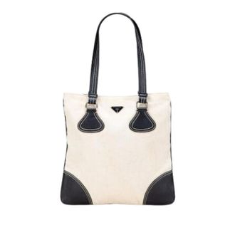 Prada Pre-owned Tote Bags, female, White, Size: ONE SIZE Pre-owned Canvas Tote Bag