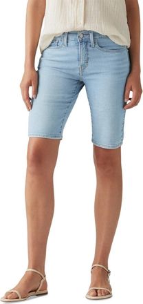 Levi's Shaping Bermuda Shorts Women Light Blue Denim Stretch Mid Rise PALL570