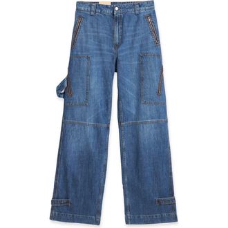 Fortela Juniaj Cargo Custom Wash Denim Trousers in D580 at Nordstrom, Size 26 Eu