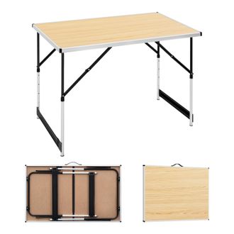 Woltu Woltu Tavolo Pieghevole Portatile Da Campeggio Giardino In Alluminio Legno 100cm Quercia