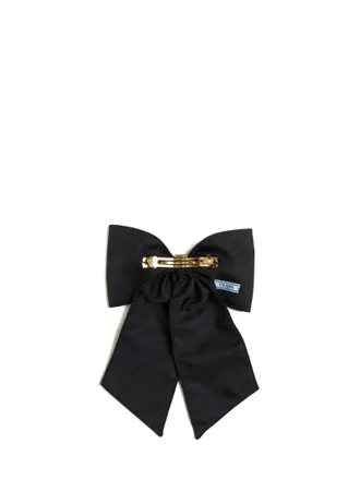 Prada Re-Nylon Bow Hair Clip - Black