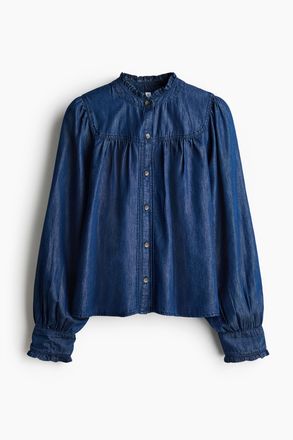 H&M Denimbluse mit Volants - Dunkles Denimblau