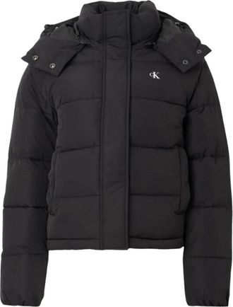 Calvin Klein Jassen, Dames, Zwart, M, Leer, Monologo Puffer