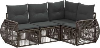 vidaXL Conjunto De Sof&aacute;s De Jard&iacute;n 4 Uds. Gris Y Gris Oscuro Vidaxl