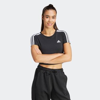 adidas T-Shirt ADIDAS SPORTSWEAR W 3S BABY T, Damen, Gr. XL, schwarz-weiss (schwarz, wei&szlig;), Obermaterial: 93% Baumwolle, 7% Elasthan, Rundhals, Shirts T-Shir