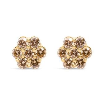 House of Brilliance 14K Yellow Gold 1.0 Ct Diamond Floral Stud Earrings at Nordstrom
