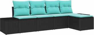 vidaXL Conjunto De Sof&aacute; De Jard&iacute;n 5 Uds. Negro Rat&aacute;n Sint&eacute;tico Vidaxl