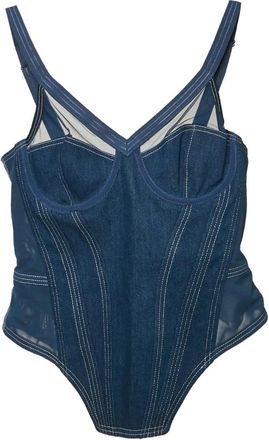 Burberry Denim bustier top met mesh - Blauw
