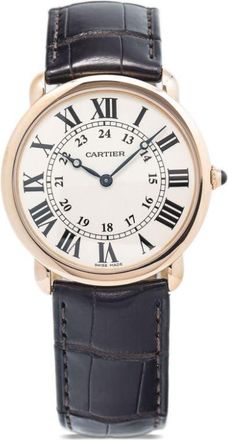 Cartier pre-owned Ronde Louis 36mm - women - 18kt Rose Gold/Alligator Leather - One Size - Silver