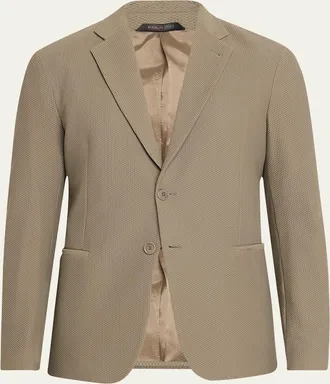 Giorgio Armani Mens Single-Breasted Rice Stitch Sport Coat