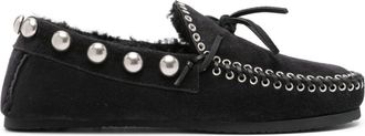 Isabel Marant Fitza shearling loafers - women - Rubber/Calf Suede/Lamb Fur - 37 - Black