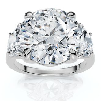 Pompeii3 Certified 7Ct Diamond & Halfmoon Engagement Ring Lab Grown