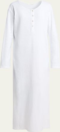 The Row Latoya Long-Sleeve Crewneck Cotton Midi Dress