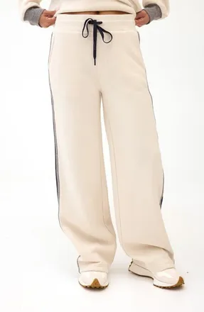 Threads 4 Thought Lupita Side Stripe Fleece Pants in Tapioca/heather Grey at Nordstrom, Size X-Small