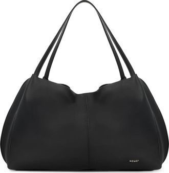 Kazar Zwarte leren handtas met een losse pasvorm - Dames - Schoudertassen - Zwart - ONE Size - Leer - Tassen