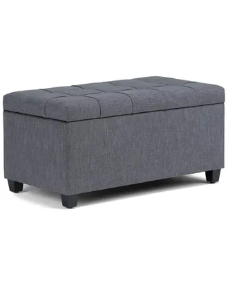 Simpli Home Sienna 33in Transitional Rectangle Storage Ottoman Bench