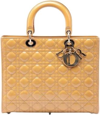 Dior Pre-owned Lady Dior - Dames - Vintage Handtas - Geel - ONE Size - Leer - Vintage