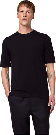Alpha Studio Tops, Heren, Zwart, L, Wol, T-Shirt M/M Merino Superfine