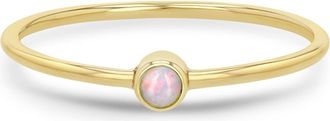 Zo&euml; Chicco 14K Gold Bezel Birthstone Stacking Ring in Yellow Gold /Opal at Nordstrom, Size 6