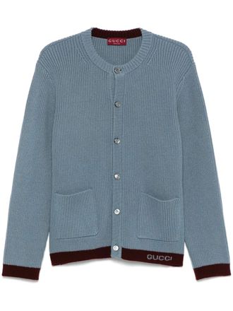 Gucci intarsia wool cardigan - men - Wool - L - Blue