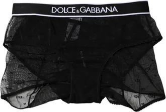 Dolce & Gabbana Womens Lace Trim Briefs - Black Nylon - Size Small