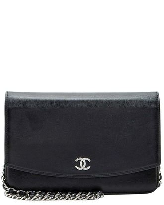 Chanel Black Caviar Leather Cc Wallet On Chain (Authentic Pre-Loved)