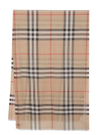 Burberry Giant Check Wool And Silk Scarf-Uomo