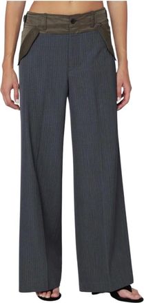 sacai Dames, Broeken, Grijs, Maat: M Wol