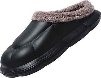 Generic Warm Slippers Soft and Comfortable Keeping Your Feet Warm in Winter Winter Slippers for Men Open Toe (Black, 7.5)