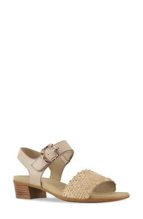 Munro Leeland Ankle Strap Sandal - Multiple Widths Available in Cream Raffia/Leather at Nordstrom, Size 10.5