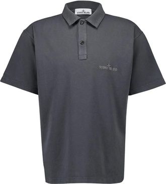 Stone Island Poloshirt met logoprint - Grijs