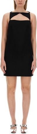 Versace Wool Blend Straight Mini Dress With Cut-Out-Donna