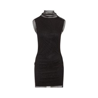 Sportmax Crystal-Embellished Black Dress With High Neckline