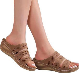 Generic 2026 Womens Slippers for Outdoor Walks Leisure and Events Easy Slip On Design Heel Style Everyday Comfort (Brown, 6.5)