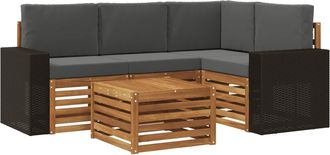 vidaXL Conjunto De Sof&aacute;s De Exterior 5 Uds. Natural Y Antracita Vidaxl