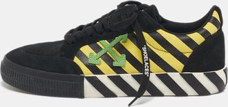 Off-white Black/yellow Suede And Canvas Vulcanized Stripe Low Top Sneakers